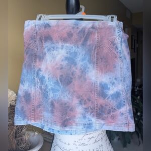 WILD FABLE Cotton Blend Acid Wash Multicolor Tie-Dye Denim Skirt Size 4